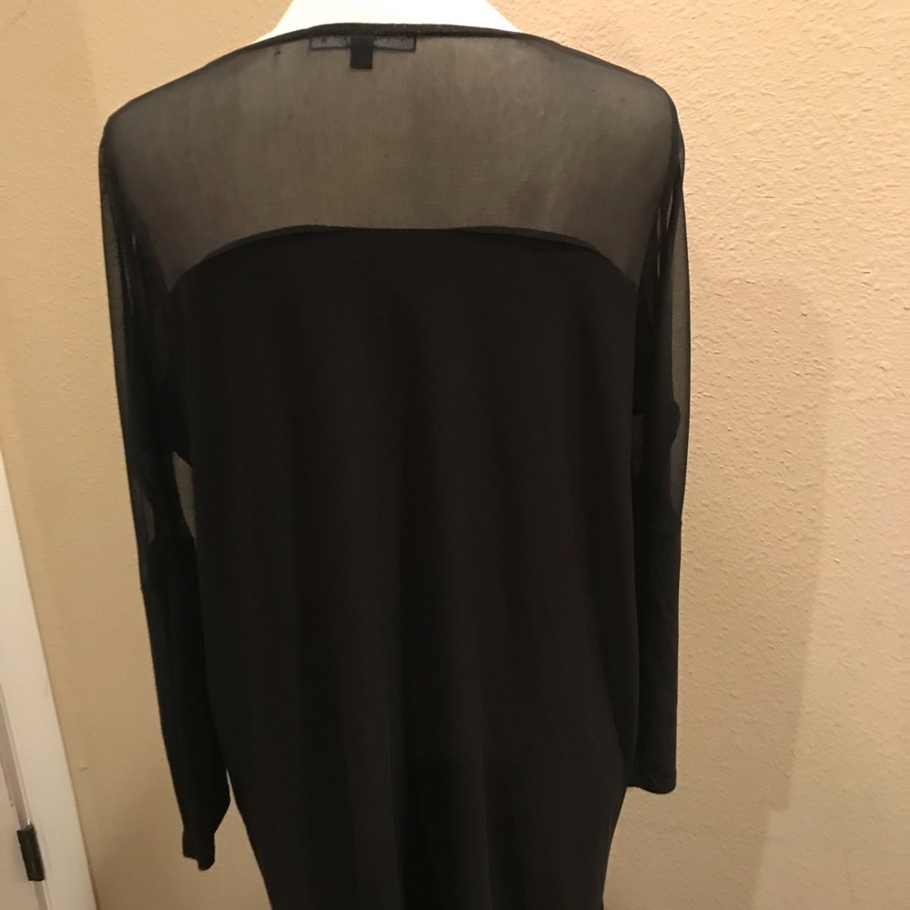 Large black two piece pant ensemble with sheer top - Picture 2 of 5